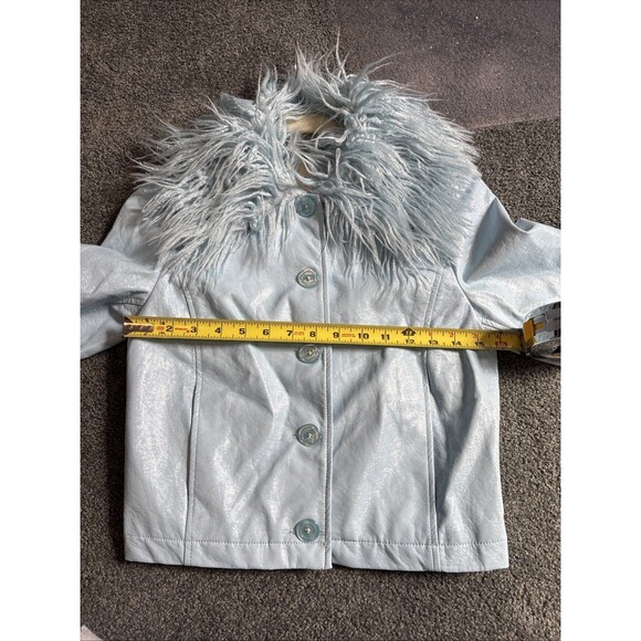 Urban Outfitters “MIA” Jacket NWT - Sky Blue Y2K Feather Jacket - Adult Women XS - Picture 6 of 11